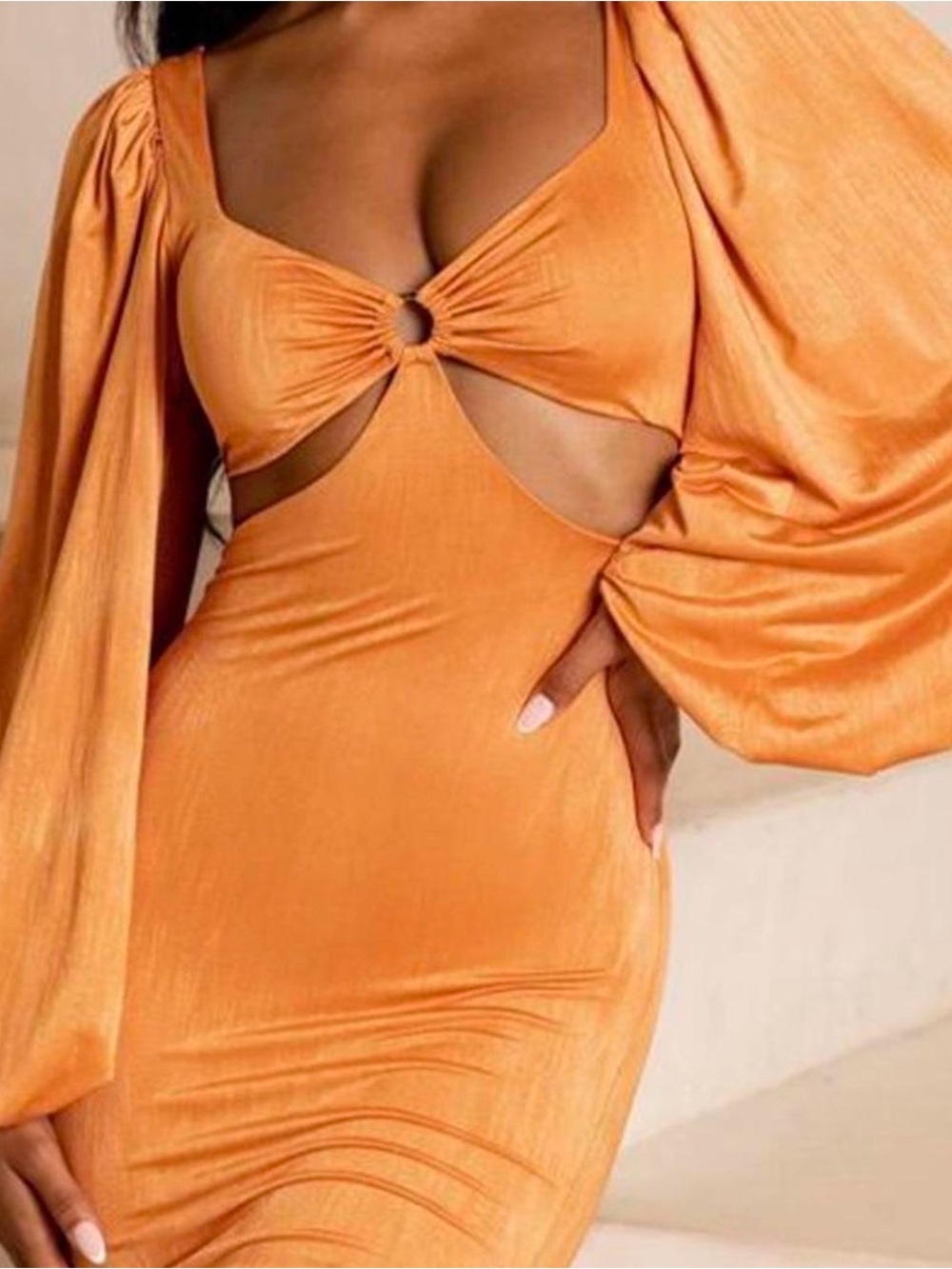 Oh Polly | Women’s Midnight Oasis Orange Cut Out Mini Dress